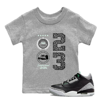 3s Green Glow shirt to match jordans Sneaker Emblem sneaker tees Air Jordan 3 Green Glow SNRT sneaker release tees baby toddler Heather Grey 1 cotton Shirt