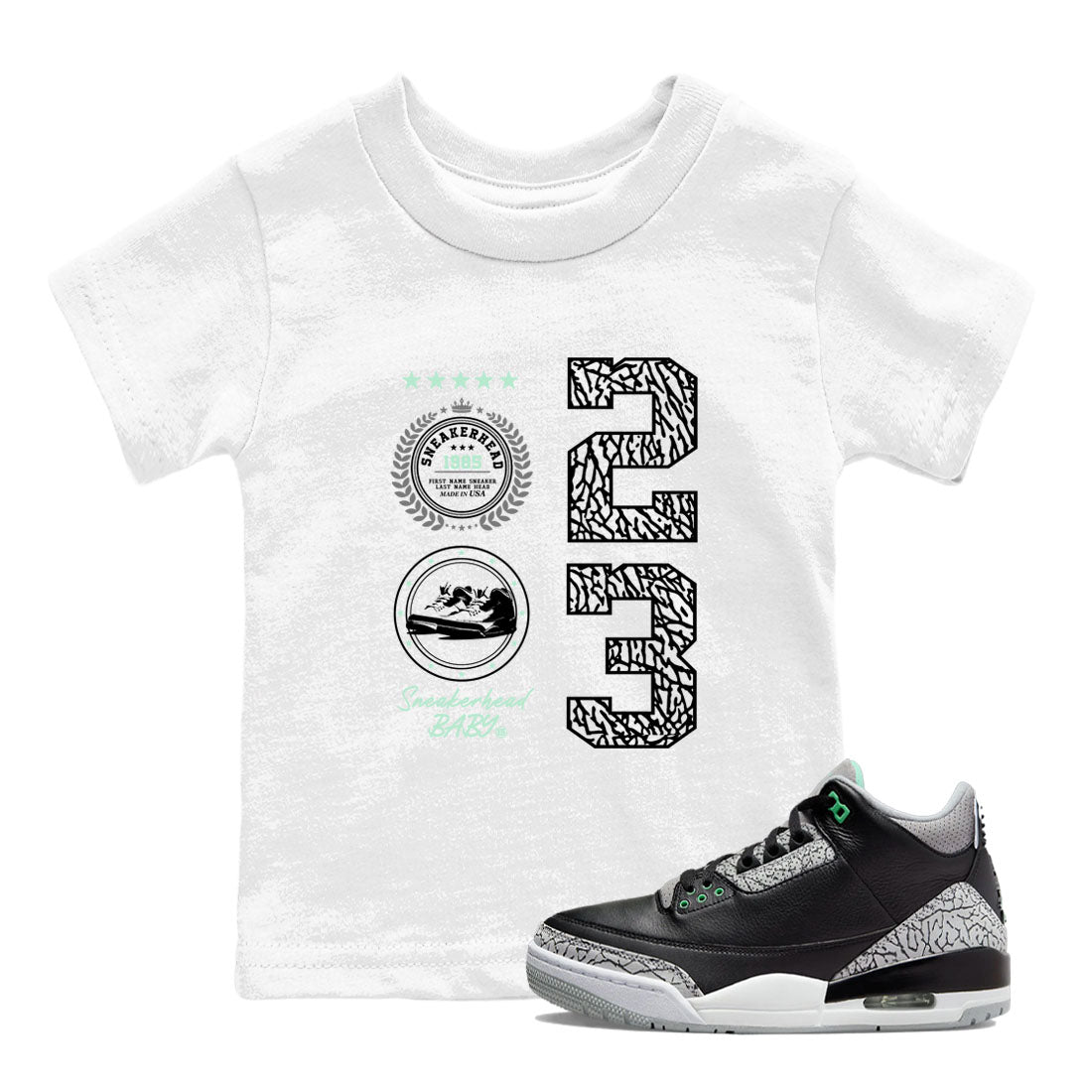 Air Jordan 3 Green Glow | Sneaker Emblem Baby Shirt | SNRT Sneaker Tees ...