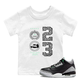 3s Green Glow shirt to match jordans Sneaker Emblem sneaker tees Air Jordan 3 Green Glow SNRT sneaker release tees baby toddler White 1 cotton Shirt