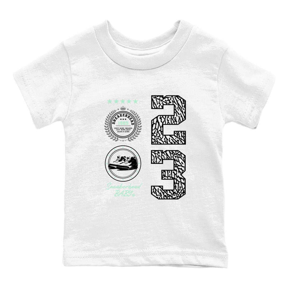 3s Green Glow shirt to match jordans Sneaker Emblem sneaker tees Air Jordan 3 Green Glow SNRT sneaker release tees baby toddler White 2 cotton Shirt