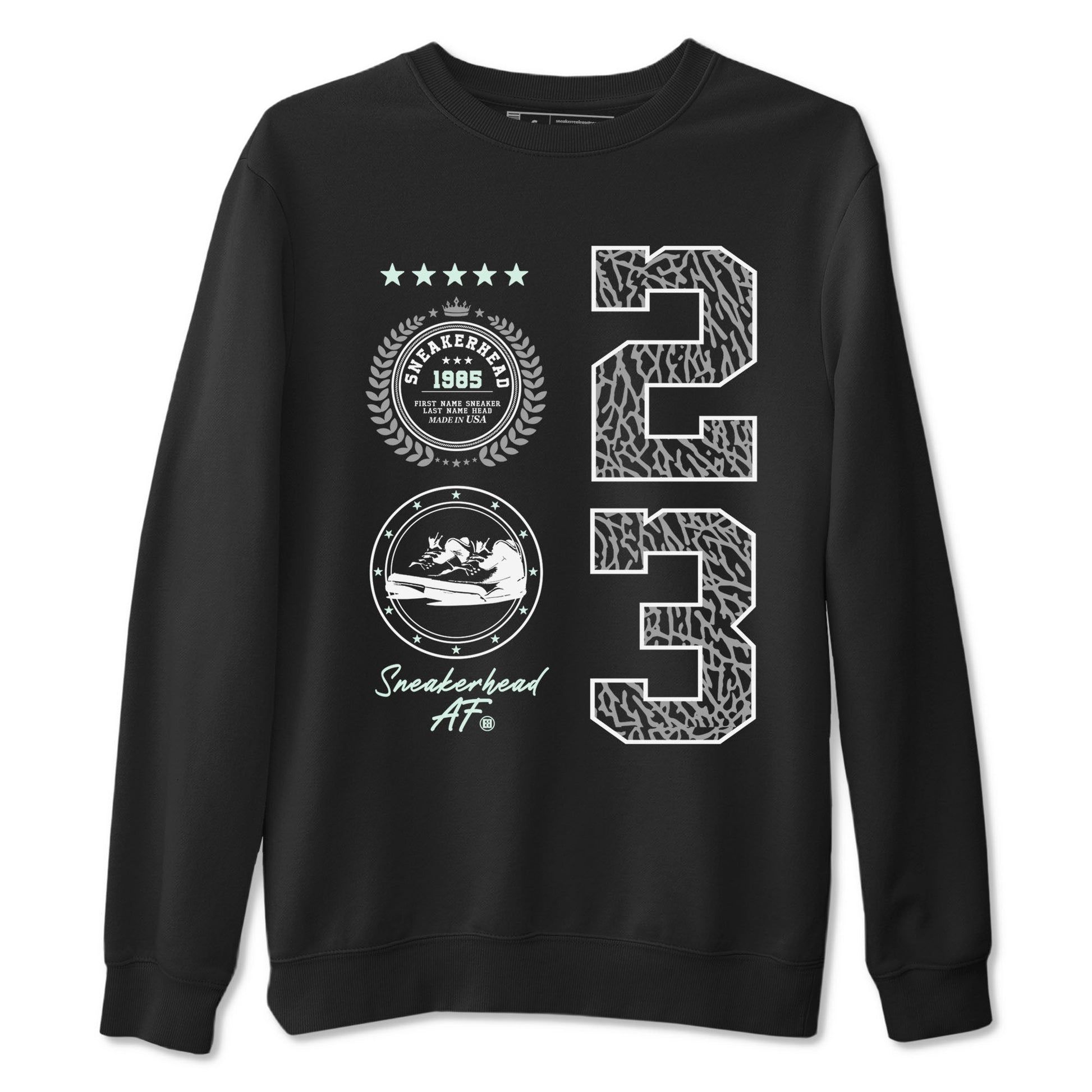 3s Green Glow shirt to match jordans Sneaker Emblem sneaker tees Air Jordan 3 Green Glow SNRT Sneaker Release Tees unisex cotton Black 2 crew neck shirt