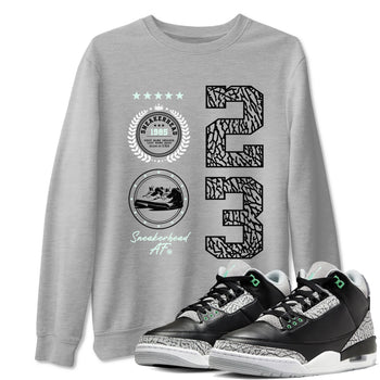 3s Green Glow shirt to match jordans Sneaker Emblem sneaker tees Air Jordan 3 Green Glow SNRT Sneaker Release Tees unisex cotton Heather Grey 1 crew neck shirt