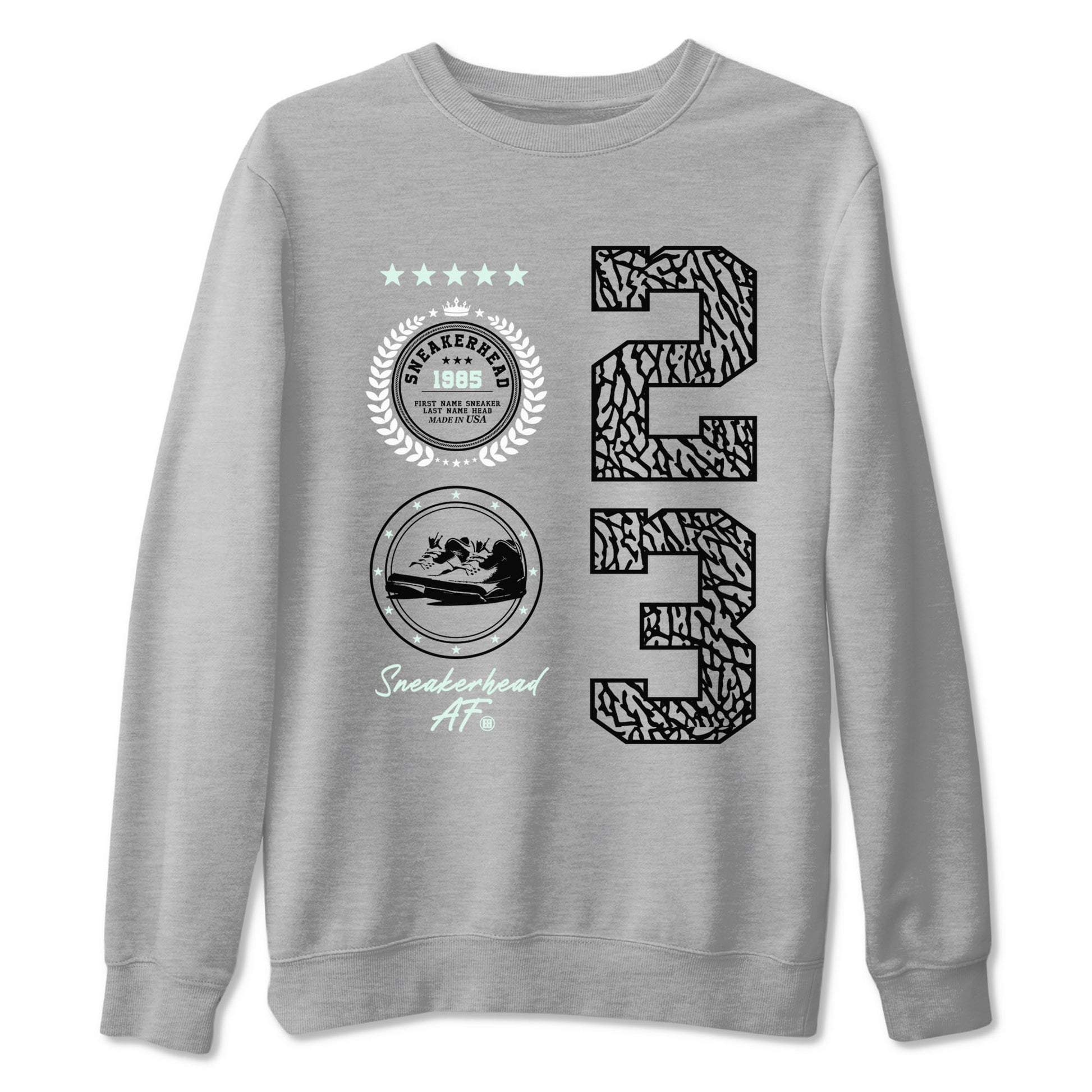 3s Green Glow shirt to match jordans Sneaker Emblem sneaker tees Air Jordan 3 Green Glow SNRT Sneaker Release Tees unisex cotton Heather Grey 2 crew neck shirt