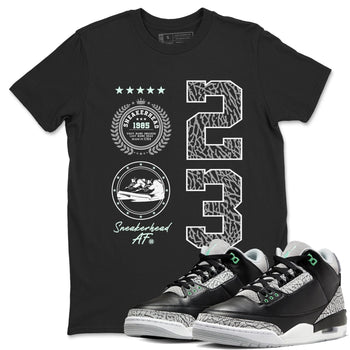 3s Green Glow shirt to match jordans Sneaker Emblem sneaker tees Air Jordan 3 Green Glow SNRT Sneaker Release Tees unisex cotton Black 1 crew neck shirt