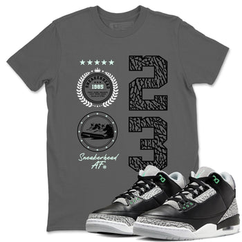 3s Green Glow shirt to match jordans Sneaker Emblem sneaker tees Air Jordan 3 Green Glow SNRT Sneaker Release Tees unisex cotton Cool Grey 1 crew neck shirt