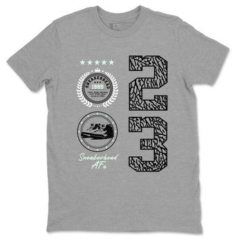 3s Green Glow shirt to match jordans Sneaker Emblem sneaker tees Air Jordan 3 Green Glow SNRT Sneaker Release Tees unisex cotton Heather Grey 2 crew neck shirt