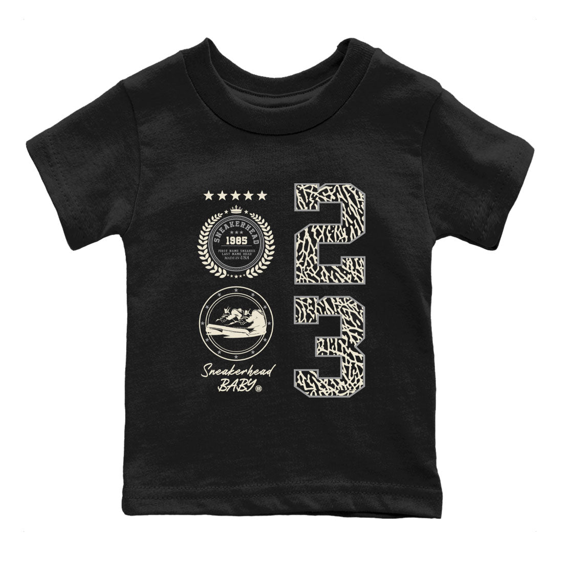Sneaker Emblem sneaker match tees to Ivory 3s street fashion brand for shirts to match Jordans SNRT Sneaker Tees Air Jordan 3 Craft 'Ivory' unisex t-shirt Black 2 youth shirt