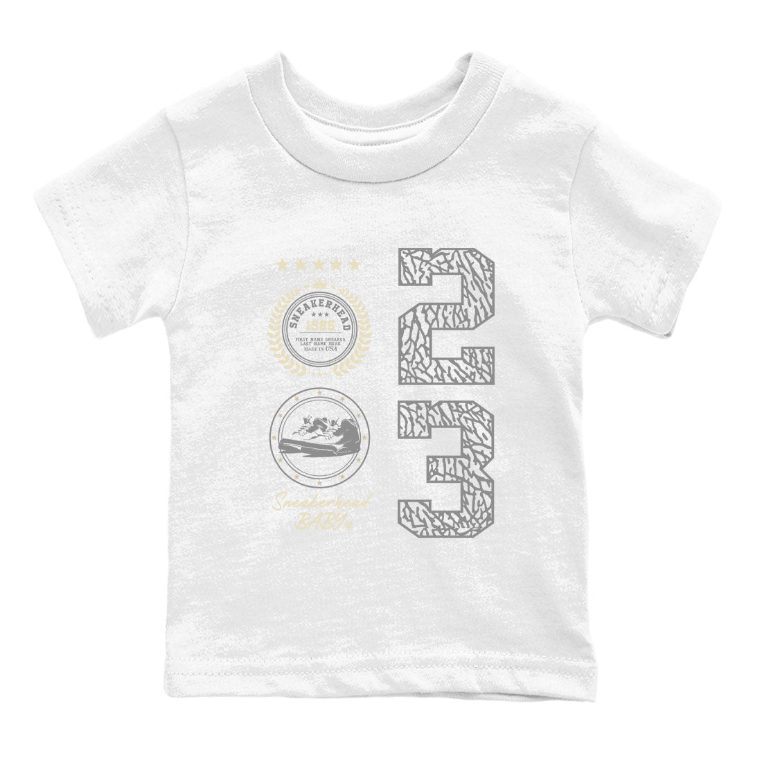 Sneaker Emblem sneaker match tees to Ivory 3s street fashion brand for shirts to match Jordans SNRT Sneaker Tees Air Jordan 3 Craft 'Ivory' unisex t-shirt White 2 youth shirt