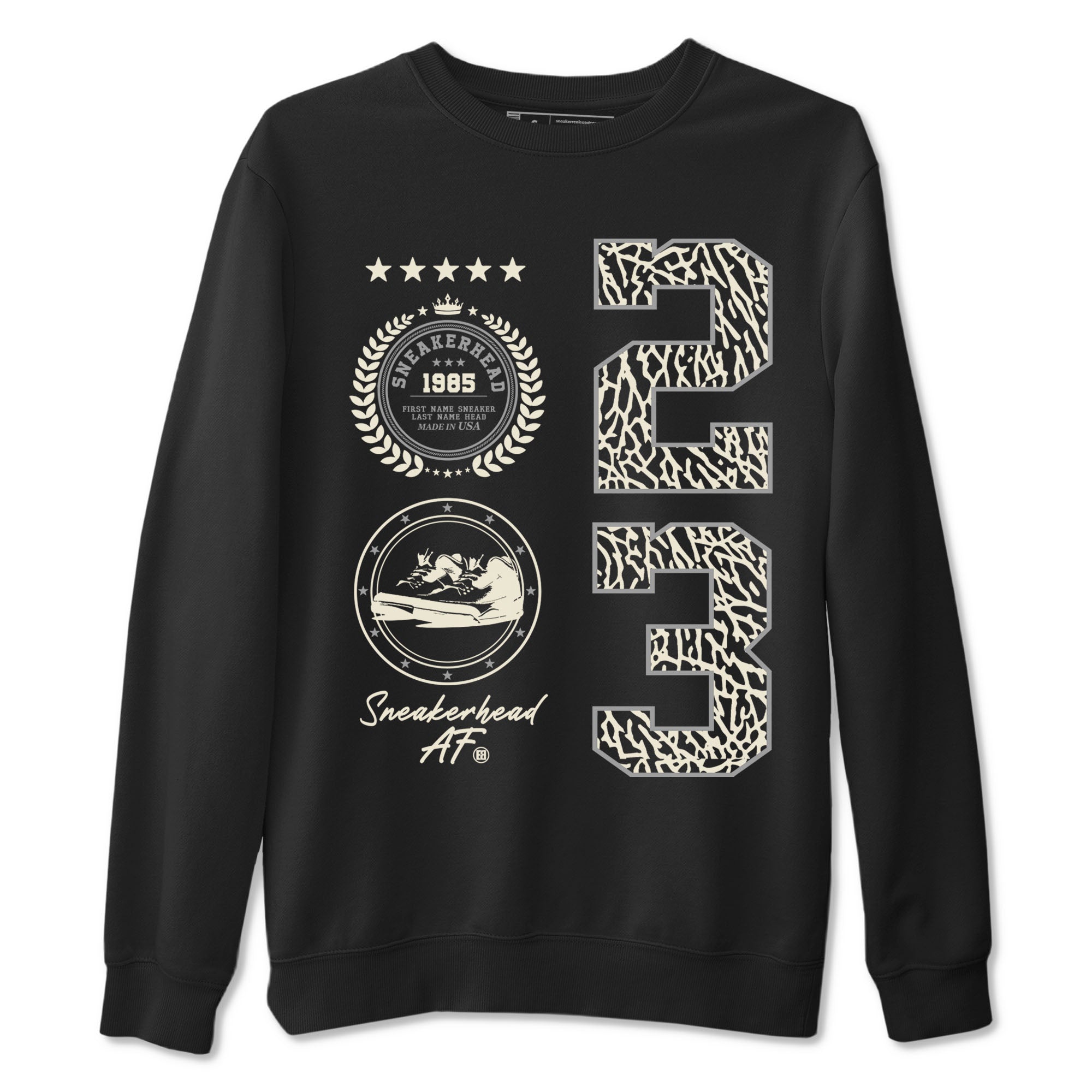 Sneaker Emblem sneaker match tees to Ivory 3s street fashion brand for shirts to match Jordans SNRT Sneaker Tees Air Jordan 3 Craft 'Ivory' unisex t-shirt Black 2 unisex shirt