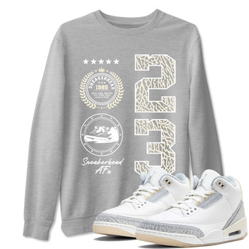Sneaker Emblem sneaker match tees to Ivory 3s street fashion brand for shirts to match Jordans SNRT Sneaker Tees Air Jordan 3 Craft 'Ivory' unisex t-shirt Heather Grey 1 unisex shirt