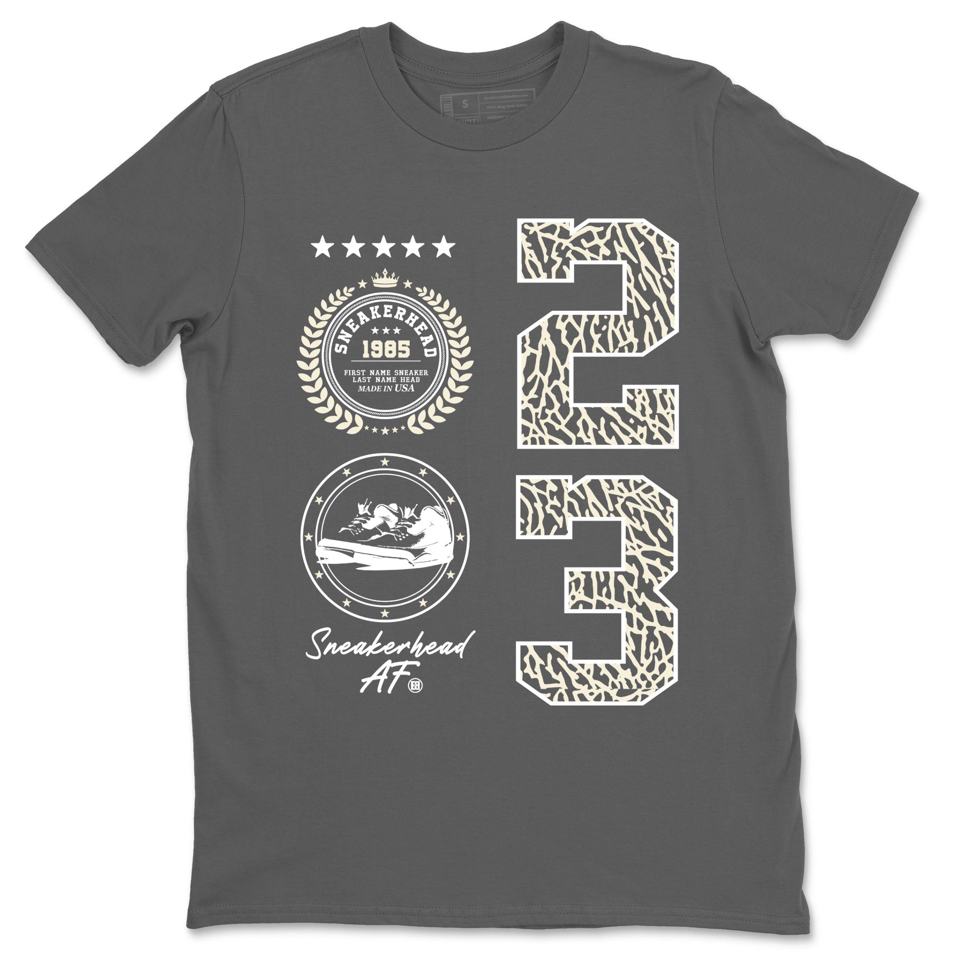 Sneaker Emblem sneaker match tees to Ivory 3s street fashion brand for shirts to match Jordans SNRT Sneaker Tees Air Jordan 3 Craft 'Ivory' unisex t-shirt Cool Grey 2 unisex shirt