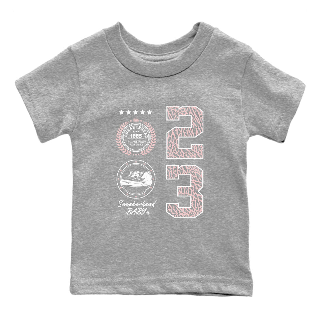 Air Jordan 3 GS Vintage Floral shirt to match jordans Sneaker Emblem sneaker tees 3s Vintage Floral SNRT sneaker release tees baby toddler Heather Grey 2 cotton Shirt