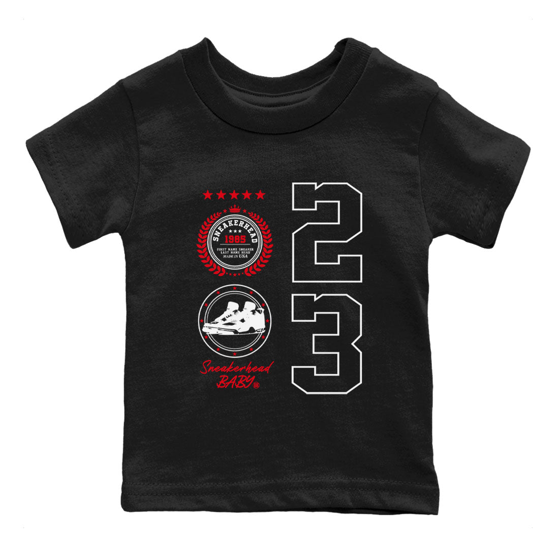 Sneaker Emblem sneaker match tees to Air Jordan 4 Bred Reimagined street fashion brand for shirts to match Jordans SNRT Sneaker Tees Air Jordan 4 Bred Reimagined unisex t-shirt Black 2 youth shirt