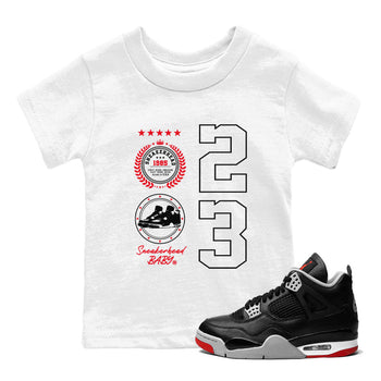 Sneaker Emblem sneaker match tees to Air Jordan 4 Bred Reimagined street fashion brand for shirts to match Jordans SNRT Sneaker Tees Air Jordan 4 Bred Reimagined unisex t-shirt White 1 youth shirt