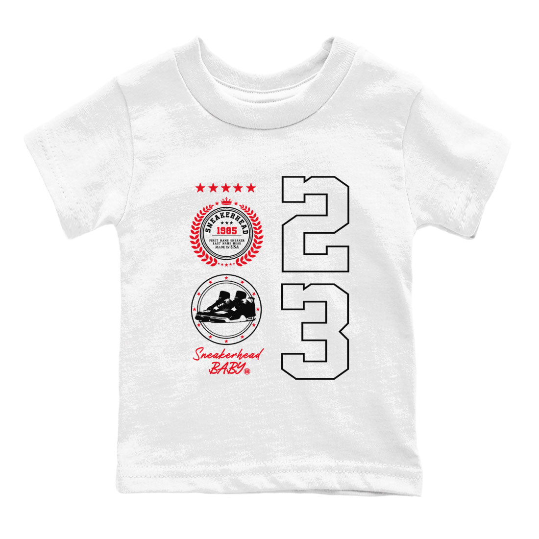 Sneaker Emblem sneaker match tees to Air Jordan 4 Bred Reimagined street fashion brand for shirts to match Jordans SNRT Sneaker Tees Air Jordan 4 Bred Reimagined unisex t-shirt White 2 youth shirt