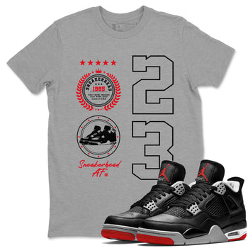 Sneaker Emblem sneaker match tees to Air Jordan 4 Bred Reimagined street fashion brand for shirts to match Jordans SNRT Sneaker Tees Air Jordan 4 Bred Reimagined unisex t-shirt Heather Grey 1 unisex shirt