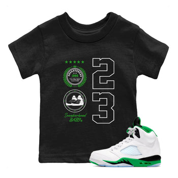 Air Jordan 5 Lucky Green shirt to match jordans Sneaker Emblem sneaker tees Air Jordan 5 Lucky Green SNRT sneaker release tees baby toddler Black 1 cotton Shirt