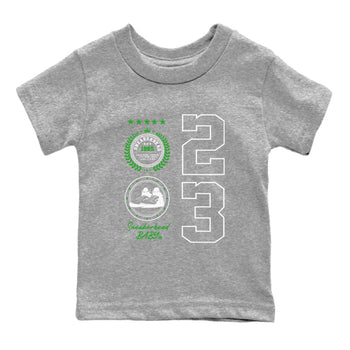 Air Jordan 5 Lucky Green shirt to match jordans Sneaker Emblem sneaker tees Air Jordan 5 Lucky Green SNRT sneaker release tees baby toddler Heather Grey 2 cotton Shirt