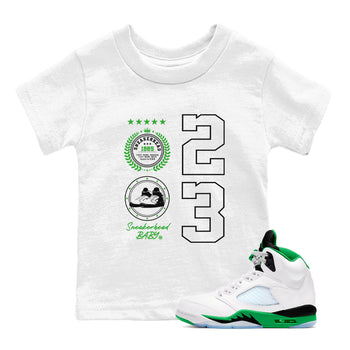 Air Jordan 5 Lucky Green shirt to match jordans Sneaker Emblem sneaker tees Air Jordan 5 Lucky Green SNRT sneaker release tees baby toddler White 1 cotton Shirt