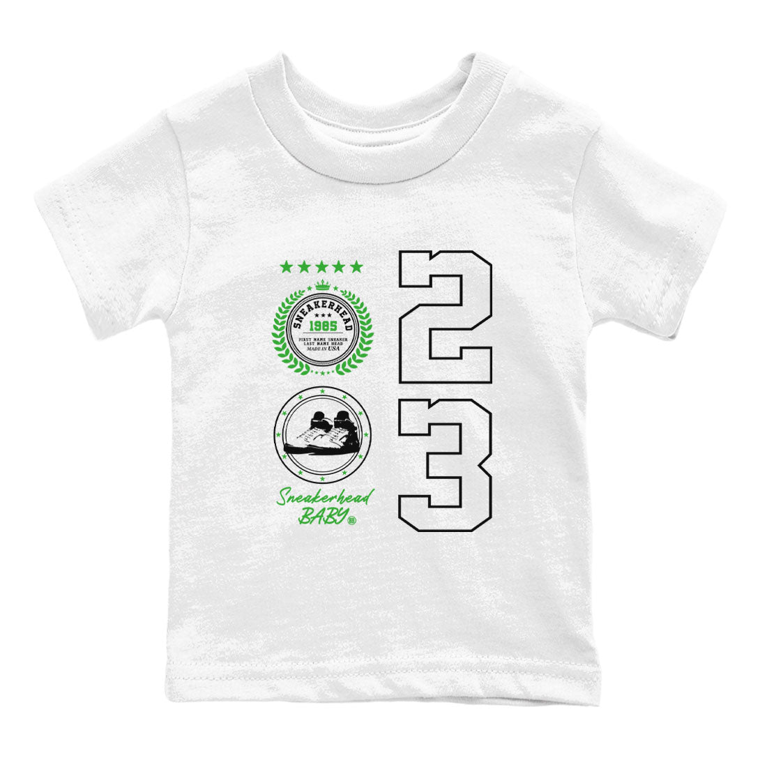 Air Jordan 5 Lucky Green shirt to match jordans Sneaker Emblem sneaker tees Air Jordan 5 Lucky Green SNRT sneaker release tees baby toddler White 2 cotton Shirt