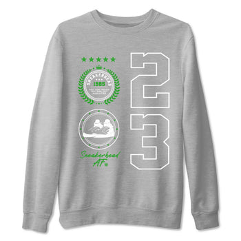 Air Jordan 5 Lucky Green shirt to match jordans Sneaker Emblem sneaker tees Air Jordan 5 Lucky Green SNRT Sneaker Release Tees unisex cotton Heather Grey 2 crew neck shirt