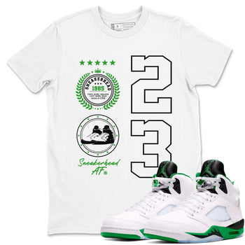 Air Jordan 5 Lucky Green shirt to match jordans Sneaker Emblem sneaker tees Air Jordan 5 Lucky Green SNRT Sneaker Release Tees unisex cotton White 1 crew neck shirt