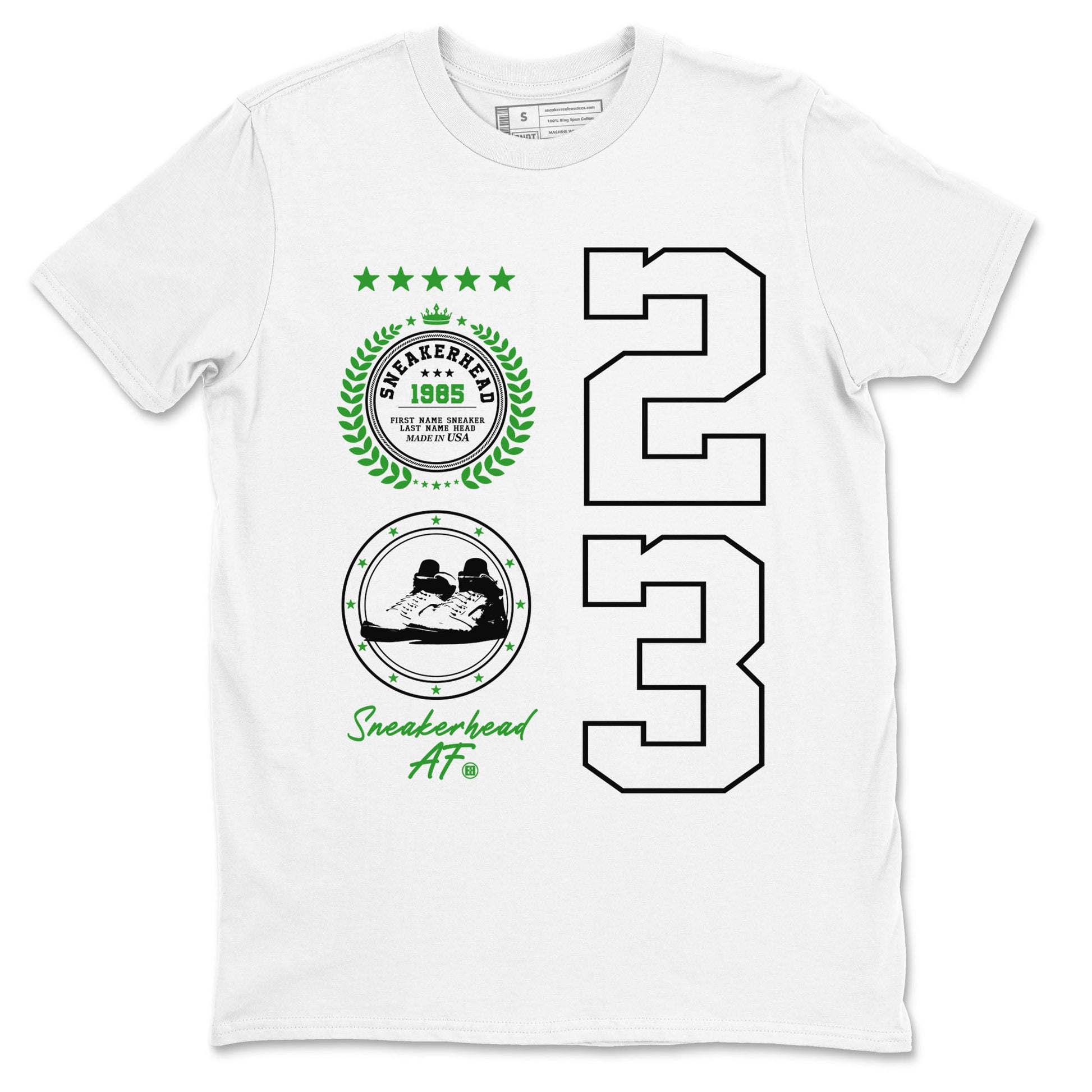 Air Jordan 5 Lucky Green shirt to match jordans Sneaker Emblem sneaker tees Air Jordan 5 Lucky Green SNRT Sneaker Release Tees unisex cotton White 2 crew neck shirt