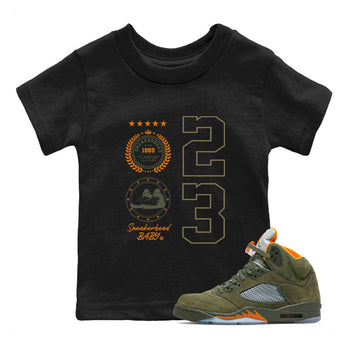 Air Jordan 5 Olive shirt to match jordans Sneaker Emblem sneaker tees 5s Olive SNRT sneaker release tees baby toddler Black 1 cotton Shirt