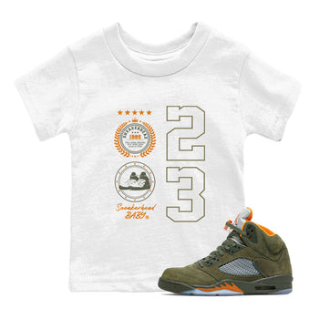 Air Jordan 5 Olive shirt to match jordans Sneaker Emblem sneaker tees 5s Olive SNRT sneaker release tees baby toddler White 1 cotton Shirt