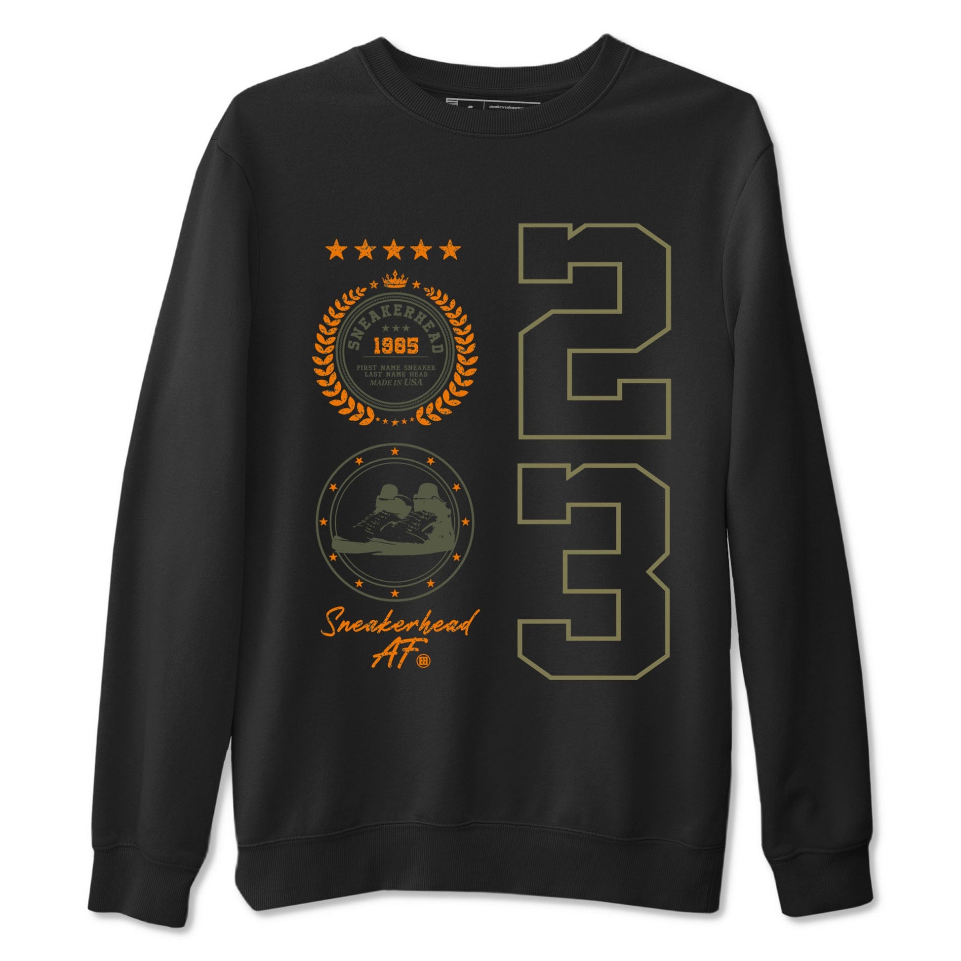 Air Jordan 5 Olive shirt to match jordans Sneaker Emblem sneaker tees 5s Olive SNRT Sneaker Release Tees unisex cotton Black 2 crew neck shirt