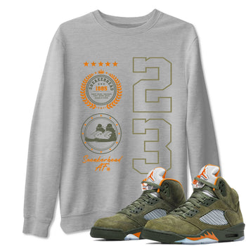 Air Jordan 5 Olive shirt to match jordans Sneaker Emblem sneaker tees 5s Olive SNRT Sneaker Release Tees unisex cotton Heather Grey 1 crew neck shirt