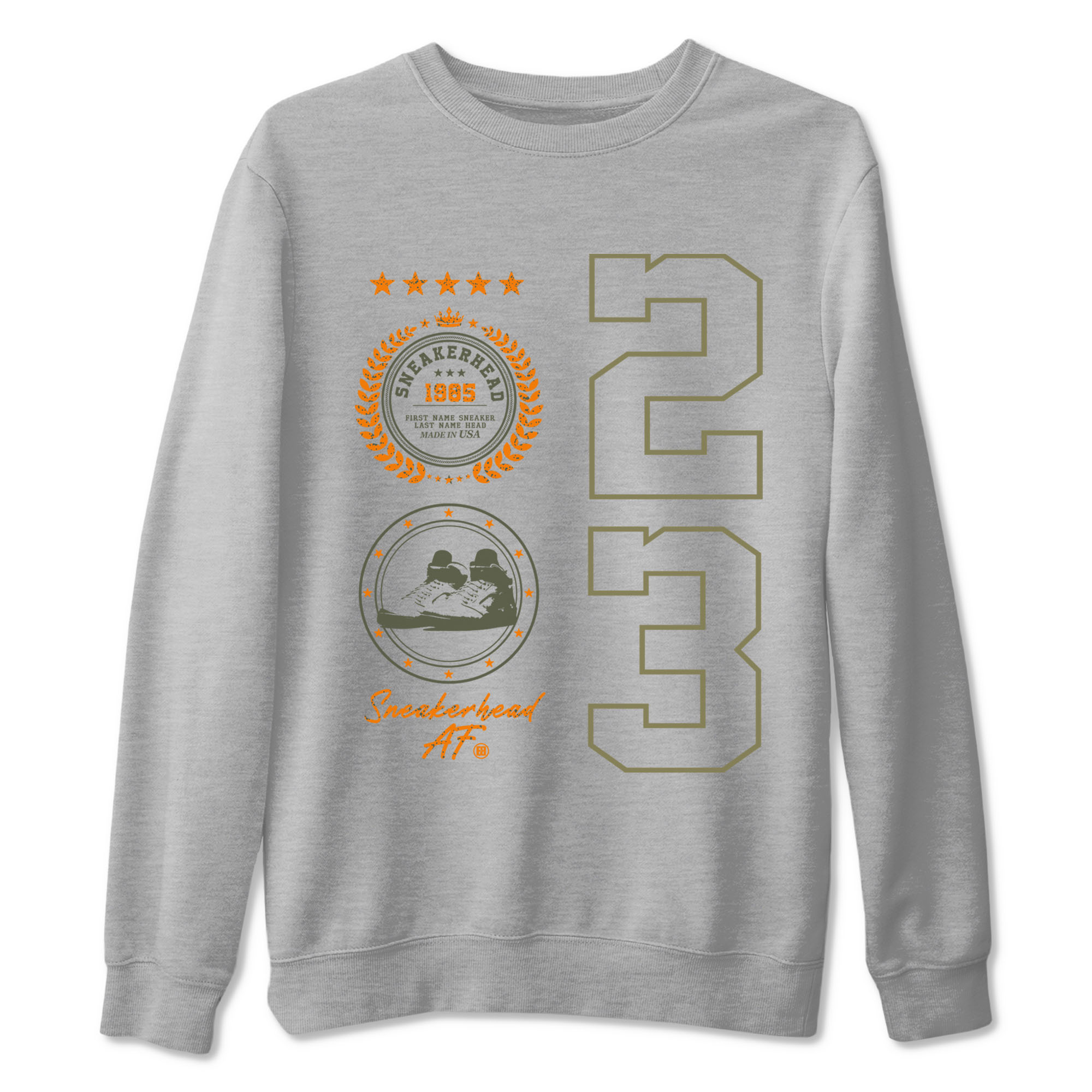 Air Jordan 5 Olive shirt to match jordans Sneaker Emblem sneaker tees 5s Olive SNRT Sneaker Release Tees unisex cotton Heather Grey 2 crew neck shirt
