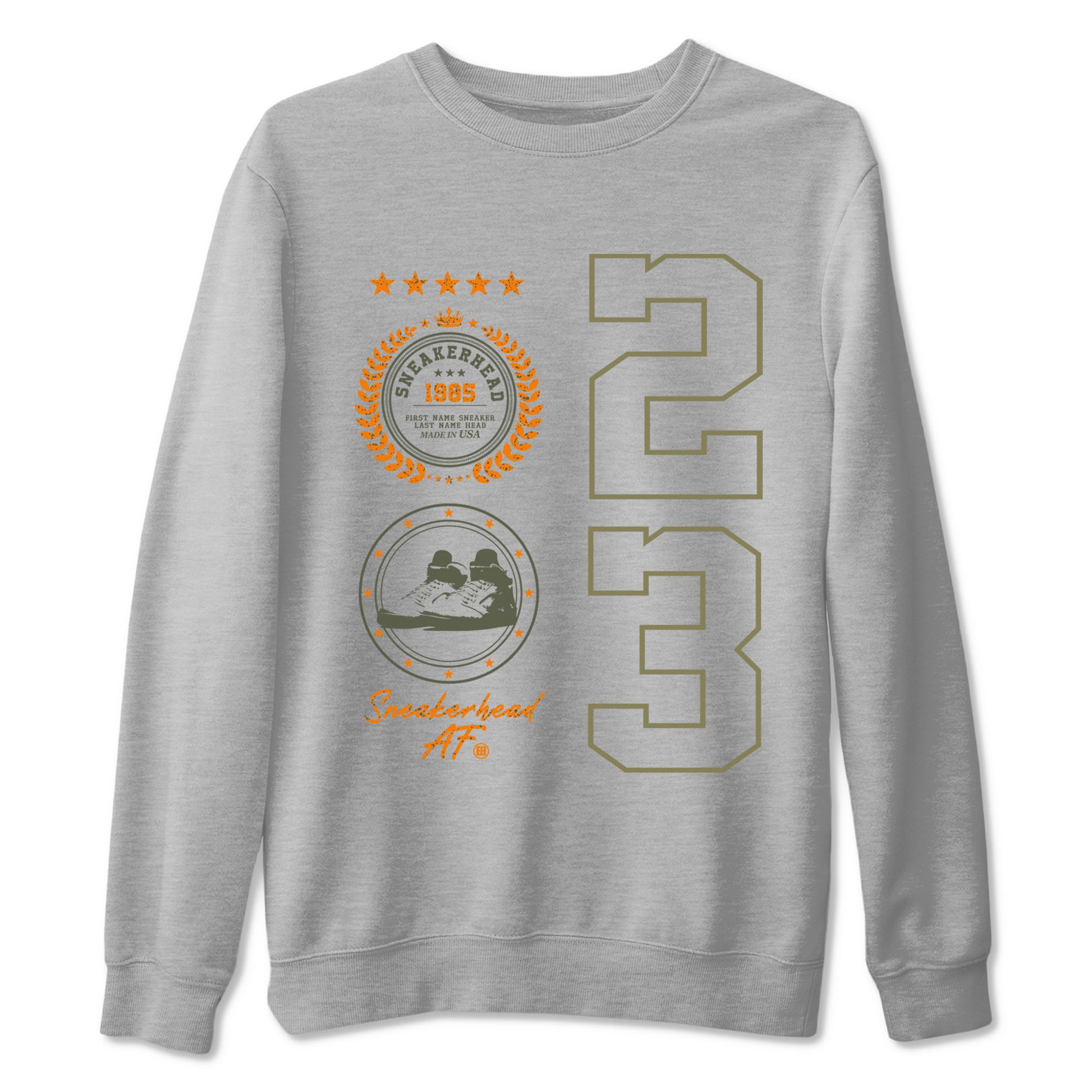 Air Jordan 5 Olive shirt to match jordans Sneaker Emblem sneaker tees 5s Olive SNRT Sneaker Release Tees unisex cotton Heather Grey 2 crew neck shirt