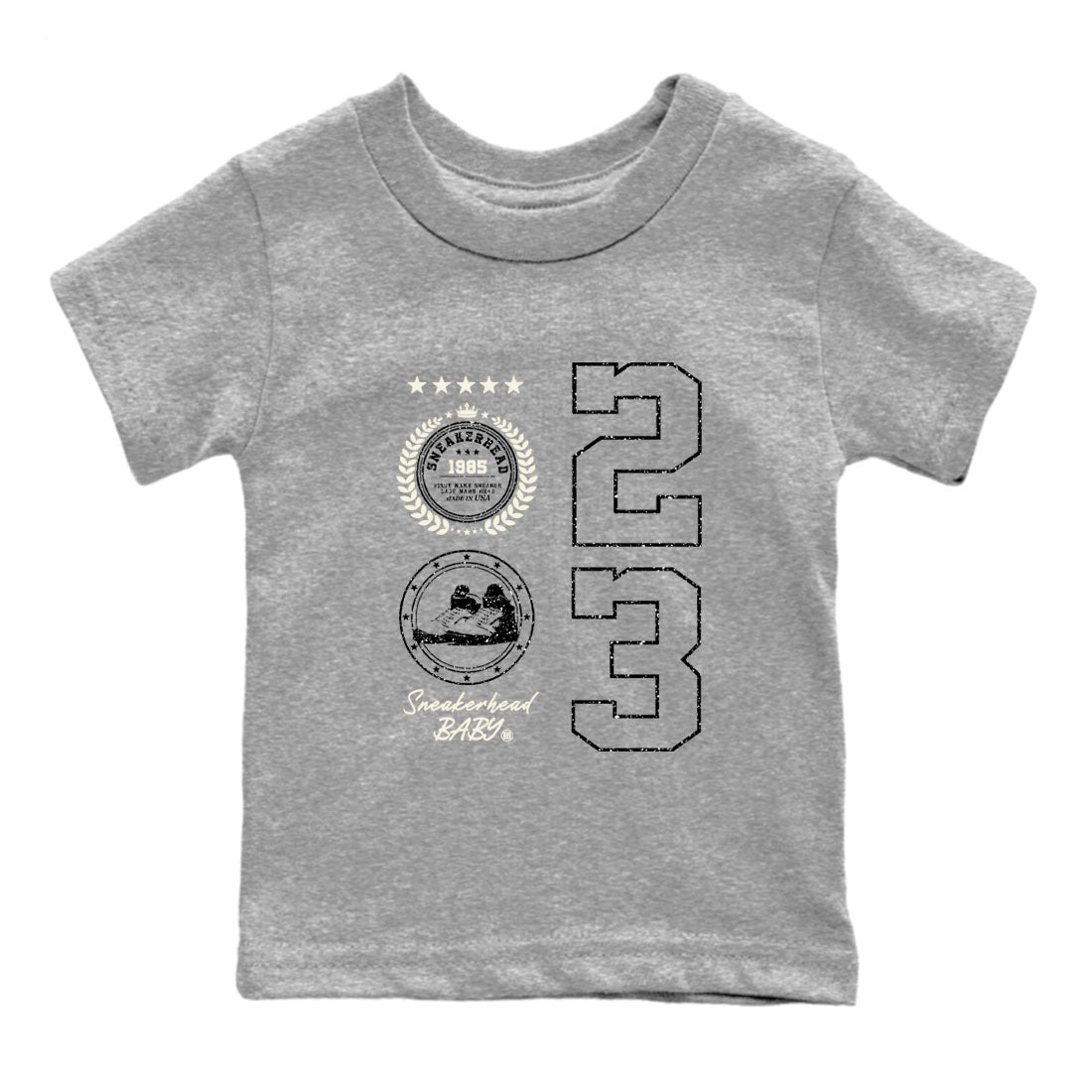 Air Jordan 5 Sail shirt to match jordans Sneaker Emblem sneaker tees Air Jordan 5 Sail SNRT sneaker release tees baby toddler Heather Grey 2 cotton Shirt