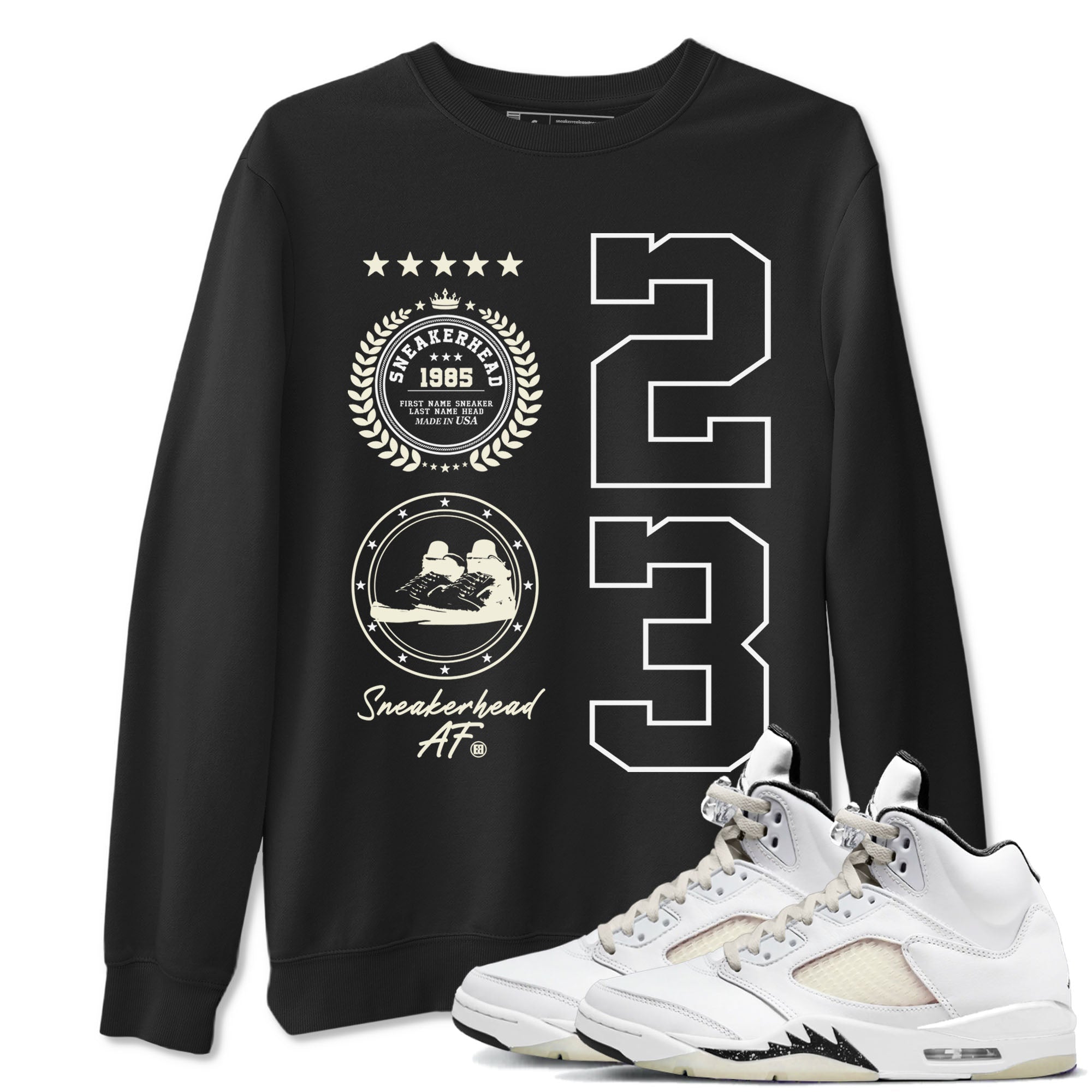 Air Jordan 5 Sail shirt to match jordans Sneaker Emblem sneaker tees Air Jordan 5 Sail SNRT Sneaker Release Tees unisex cotton Black 1 crew neck shirt