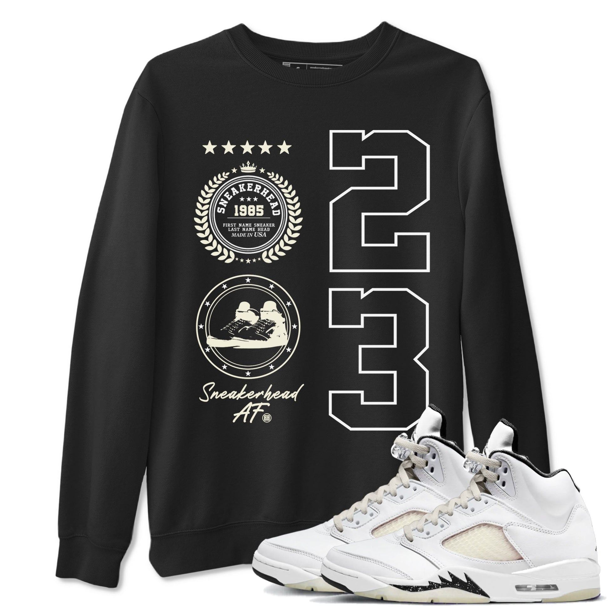 Air Jordan 5 Sail shirt to match jordans Sneaker Emblem sneaker tees Air Jordan 5 Sail SNRT Sneaker Release Tees unisex cotton Black 1 crew neck shirt