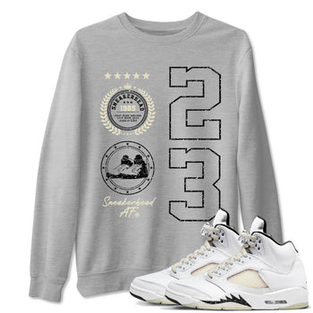 Air Jordan 5 Sail shirt to match jordans Sneaker Emblem sneaker tees Air Jordan 5 Sail SNRT Sneaker Release Tees unisex cotton Heather Grey 1 crew neck shirt
