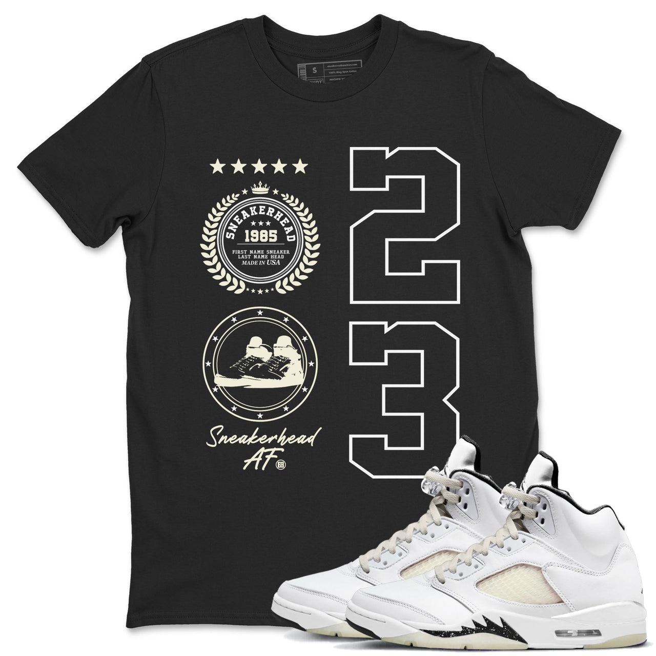 Air Jordan 5 Sail shirt to match jordans Sneaker Emblem sneaker tees Air Jordan 5 Sail SNRT Sneaker Release Tees unisex cotton Black 1 crew neck shirt