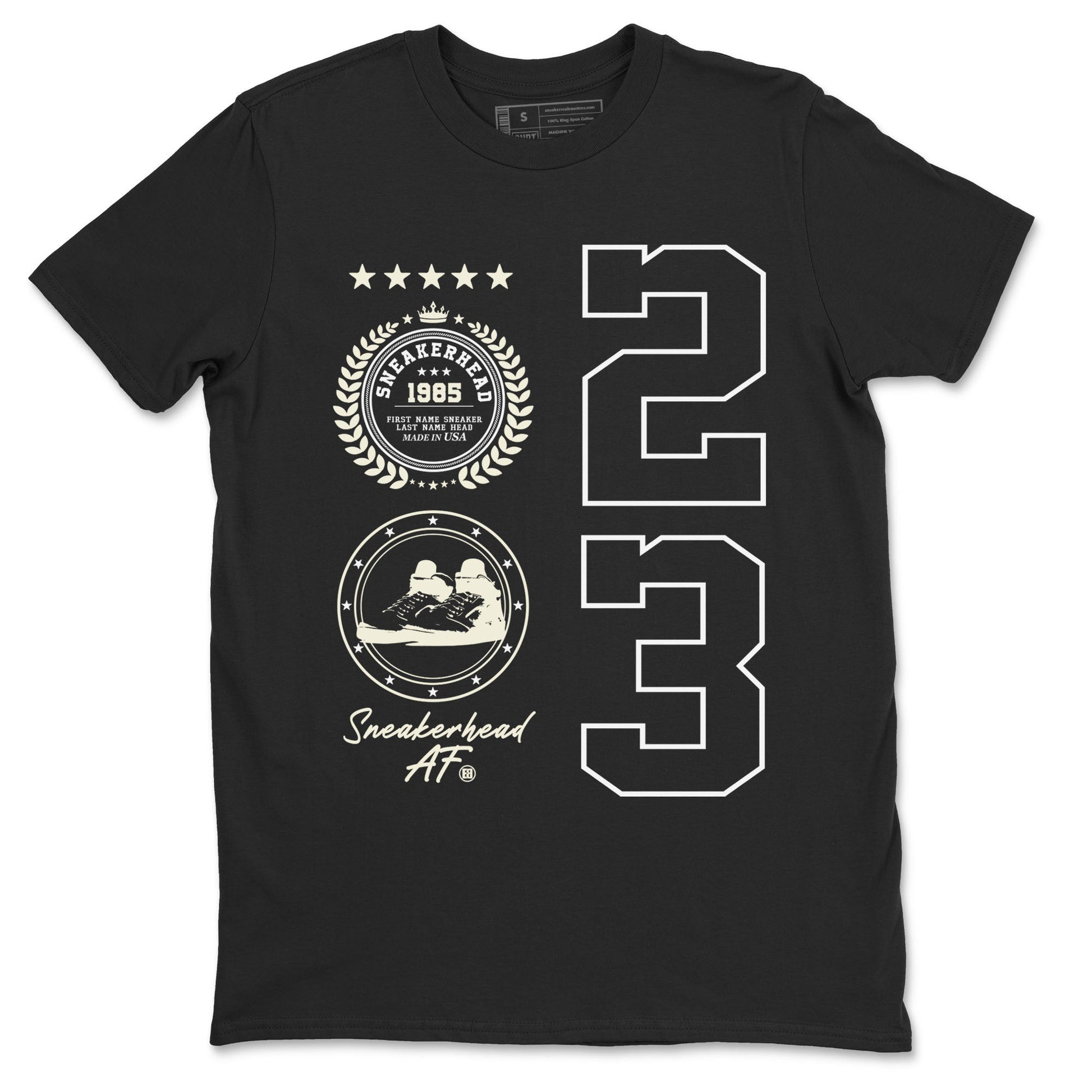 Air Jordan 5 Sail shirt to match jordans Sneaker Emblem sneaker tees Air Jordan 5 Sail SNRT Sneaker Release Tees unisex cotton Black 2 crew neck shirt