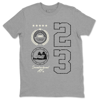 Air Jordan 5 Sail shirt to match jordans Sneaker Emblem sneaker tees Air Jordan 5 Sail SNRT Sneaker Release Tees unisex cotton Heather Grey 2 crew neck shirt