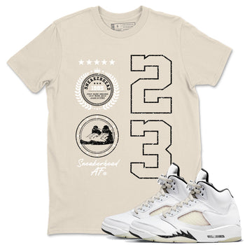 Air Jordan 5 Sail shirt to match jordans Sneaker Emblem sneaker tees Air Jordan 5 Sail SNRT Sneaker Release Tees unisex cotton Natural 1 crew neck shirt
