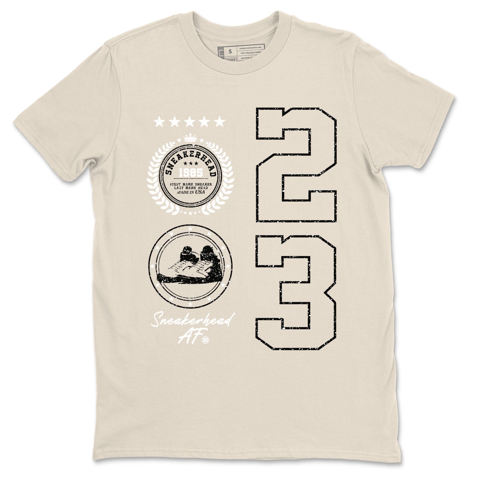 Air Jordan 5 Sail shirt to match jordans Sneaker Emblem sneaker tees Air Jordan 5 Sail SNRT Sneaker Release Tees unisex cotton Natural 2 crew neck shirt