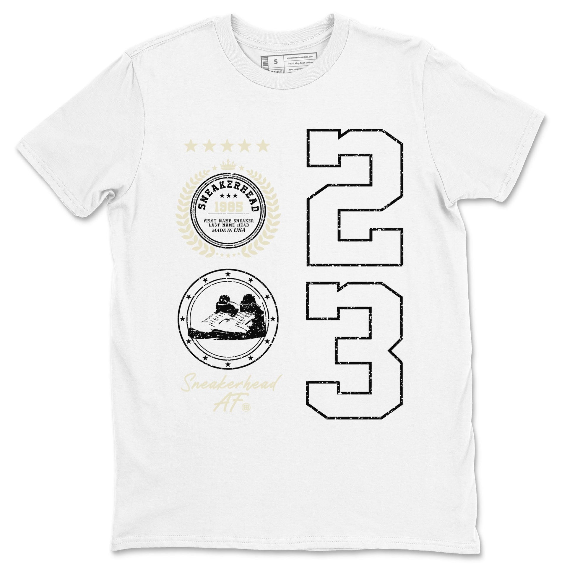 Air Jordan 5 Sail shirt to match jordans Sneaker Emblem sneaker tees Air Jordan 5 Sail SNRT Sneaker Release Tees unisex cotton White 2 crew neck shirt