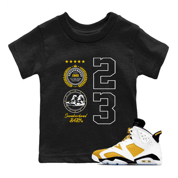 Sneaker Emblem sneaker match tees to Yellow Ochre 6s street fashion brand for shirts to match Jordans SNRT Sneaker Tees Air Jordan 6 Yellow Ochre unisex t-shirt Black 1 youth shirt