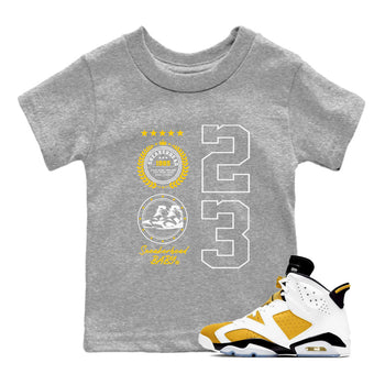 Sneaker Emblem sneaker match tees to Yellow Ochre 6s street fashion brand for shirts to match Jordans SNRT Sneaker Tees Air Jordan 6 Yellow Ochre unisex t-shirt Heather Grey 1 youth shirt