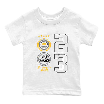 Sneaker Emblem sneaker match tees to Yellow Ochre 6s street fashion brand for shirts to match Jordans SNRT Sneaker Tees Air Jordan 6 Yellow Ochre unisex t-shirt White 2 youth shirt