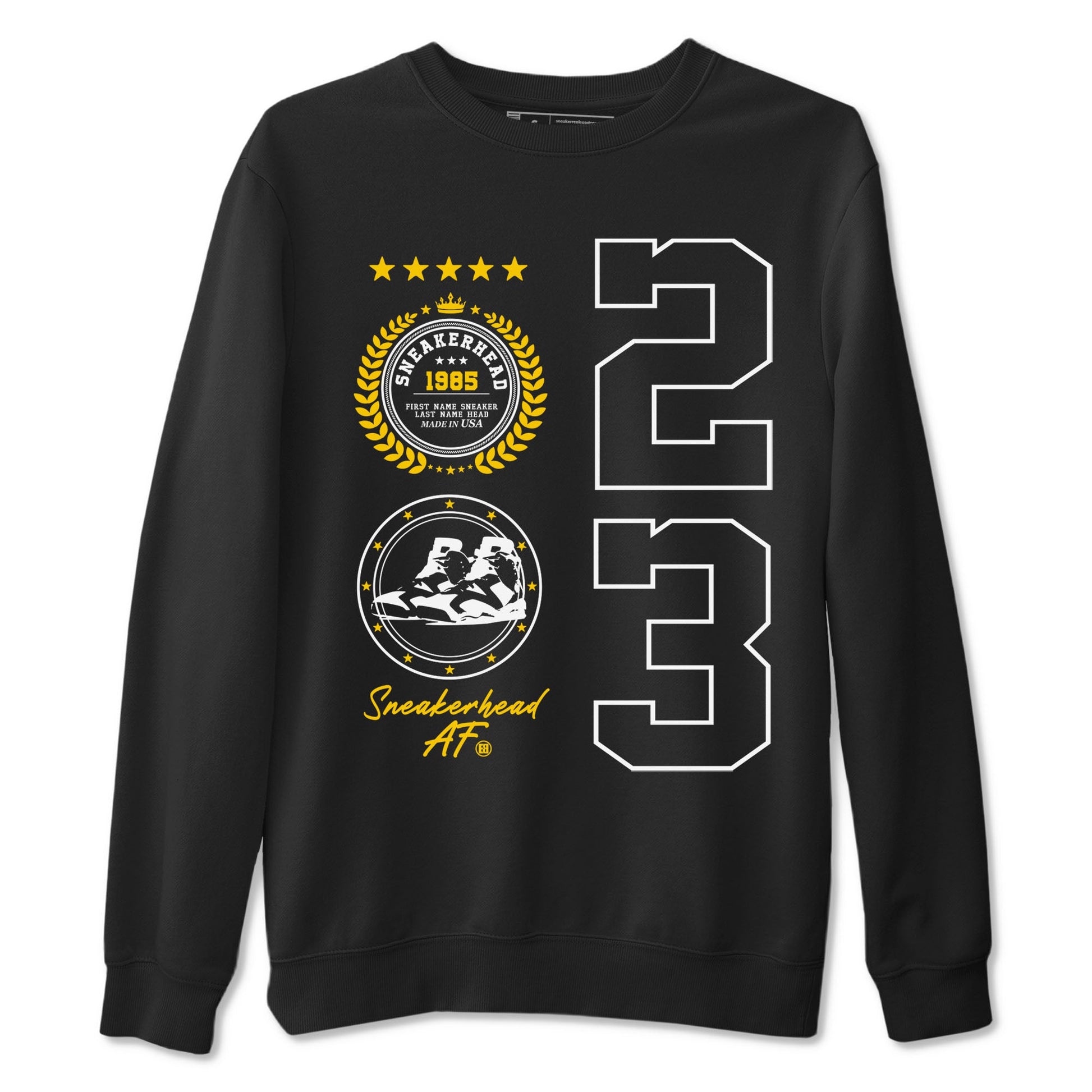 Sneaker Emblem sneaker match tees to Yellow Ochre 6s street fashion brand for shirts to match Jordans SNRT Sneaker Tees Air Jordan 6 Yellow Ochre unisex t-shirt Black 2 unisex shirt