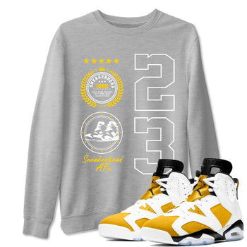 Sneaker Emblem sneaker match tees to Yellow Ochre 6s street fashion brand for shirts to match Jordans SNRT Sneaker Tees Air Jordan 6 Yellow Ochre unisex t-shirt Heather Grey 1 unisex shirt