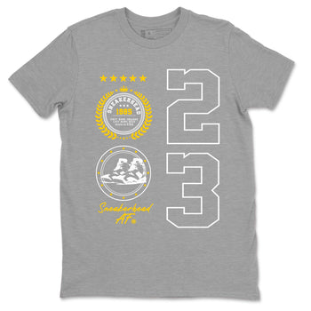 Sneaker Emblem sneaker match tees to Yellow Ochre 6s street fashion brand for shirts to match Jordans SNRT Sneaker Tees Air Jordan 6 Yellow Ochre unisex t-shirt Heather Grey 2 unisex shirt