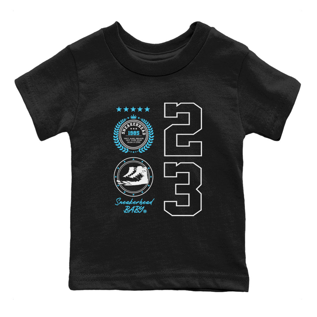 9s Powder Blue shirt to match jordans Sneaker Emblem sneaker tees Air Jordan 9 Powder Blue SNRT sneaker release tees baby toddler Black 2 cotton Shirt